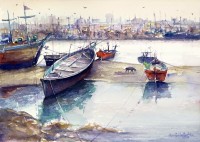 Momin Waseem, 10 x 14 Inch, Water Color on Paper, Seascape Painting, AC-MW-009